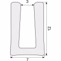 Gummiprofil "U" 7 x 13 mm. 4 mm. pl.