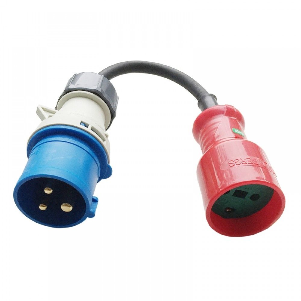 Adapterkabel CEE han - DK hun rød