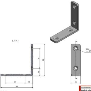 Roca vinkelbeslag 50x50x15mm skrue 3,6mm RF304