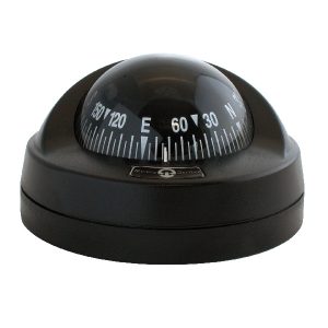 Riviera kompas ARIES - sort med sort kompas rose, 12V lys