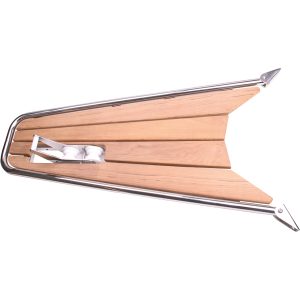 Stævnplatform med teak & ankerrulle 115x52cm Ø32mm rør