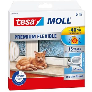 Tesa tætningsliste silikone 9mm x 6m hvid