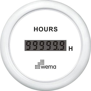 Wema Timetæller LCD 12/24 Volt Hvidt