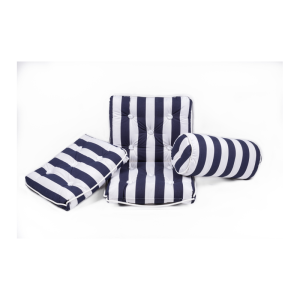 Kapokpude, rulle, Strbet Navy/hvid