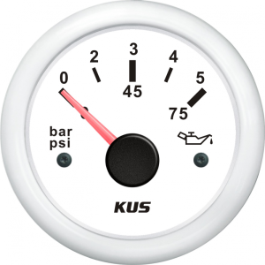 Olietryksmåler 12V 0-5 bar hvid