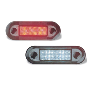 LED-lampe rød med hvid glas12V