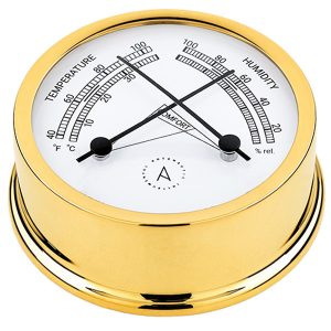 Autonautic atlantic 95 termo/hygrometer Ø95/70 mm forgyldt