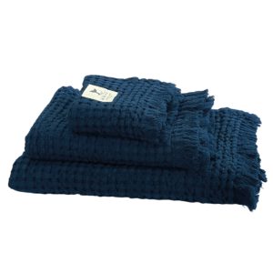 MB SEA &SALT Håndklæder Vaflet Navy 3 stk 30x50 - 50x100 -